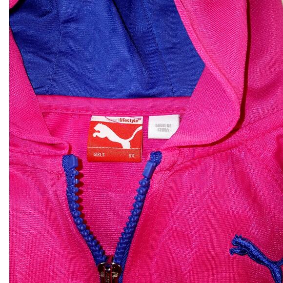Puma Girls' New w/Tags Pink & Blue Hooded Jogging Suit Set - 6x - Picture 4 of 7